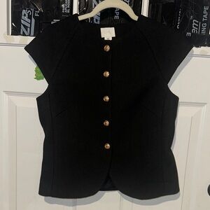 H&M Black Blouse with Gold Buttons
